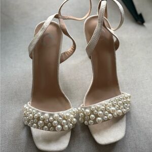 Elegant Pearl-Embellished Cream heels